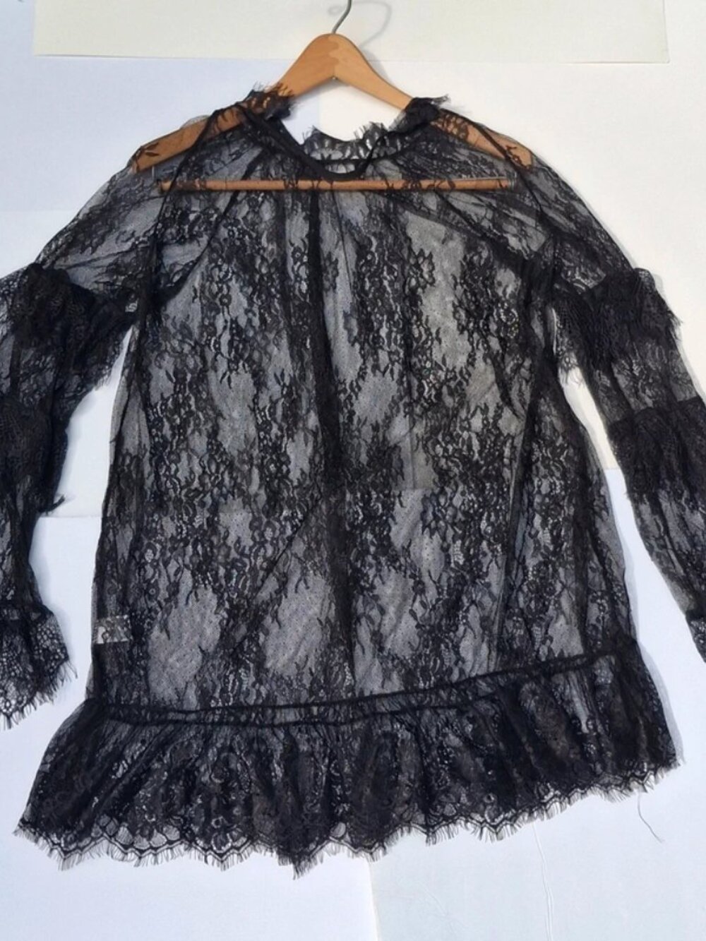 NWOT Black Lace Sheer Top Mini Dress Sexy Goth Sz. Medium Eyelash